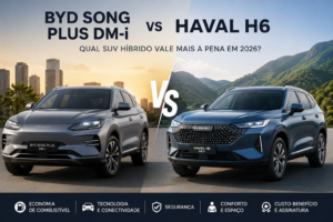 Comparativo entre BYD Song Plus DM-i e Haval H6 híbrido em 2026.
